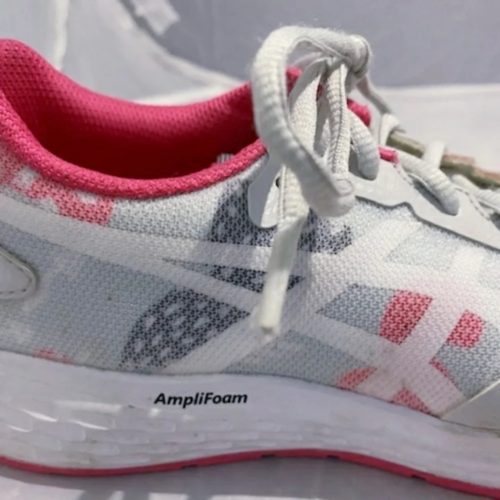ASICS Patriot 10 Athletic Shoes Pink Grey White Sneakers Girl's 3.5 Amplifoam